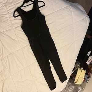 Free People Black Denim Coveralls